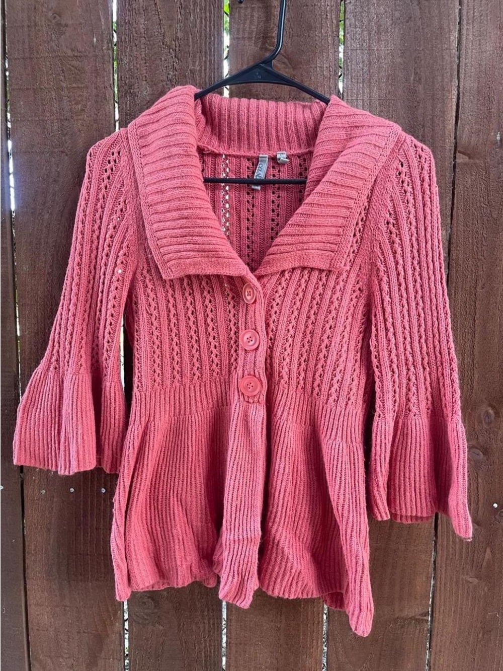Y2k Caslon Chunky Balletcore Fairy Bell Sleeve Cardigan Sweater Rabbit Hair Sz S